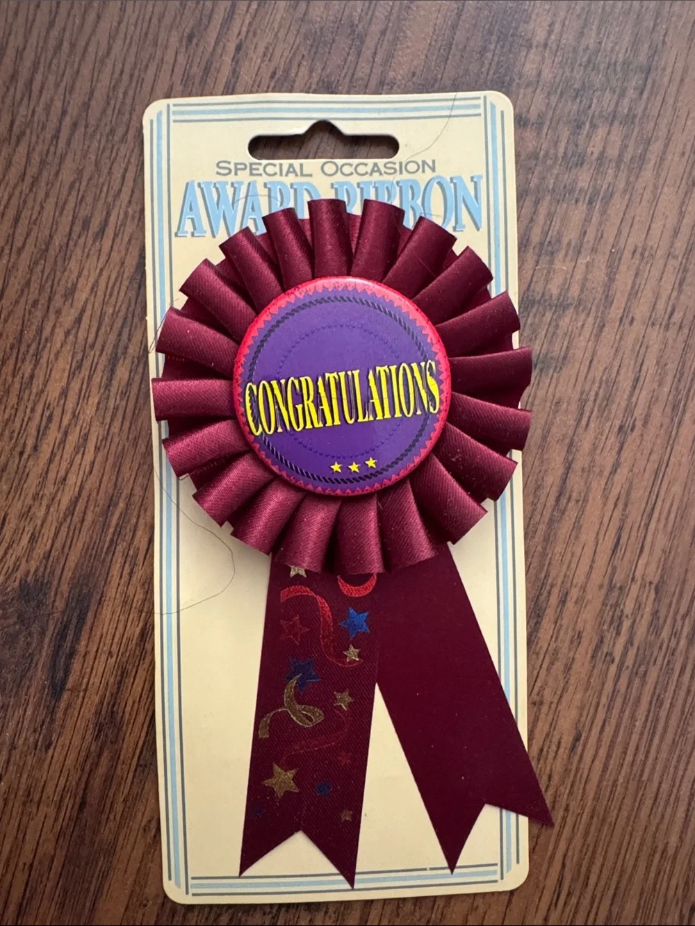 Congratulations Award Ribbon - Burgundy and Purple C1.B.3L